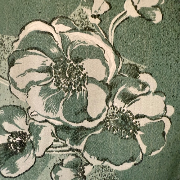 Patricia Dumont Green Silk Scarf with Floral Design - Picture 9 of 12